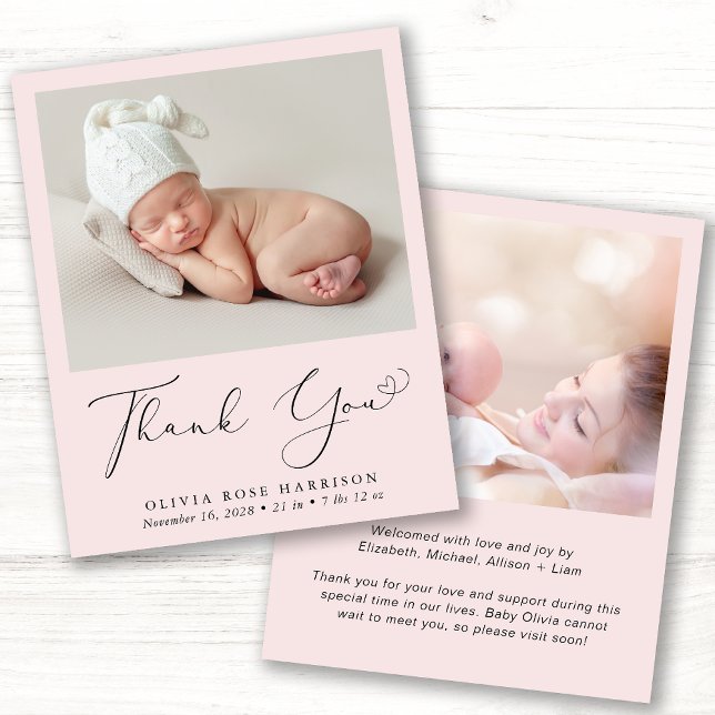 Papier Baby Girl Photo Merci rose Faire-part de naissance (Créateur téléchargé)