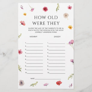 Papier Baby in Bloom Baby shower Guess Age Game