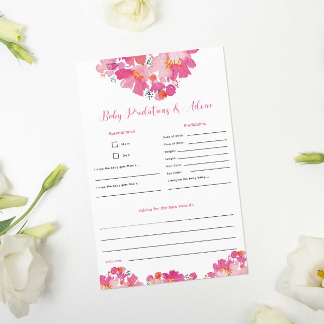 Papier Baby in Bloom Baby shower Prédictions Conseils Jeu (Créateur téléchargé)