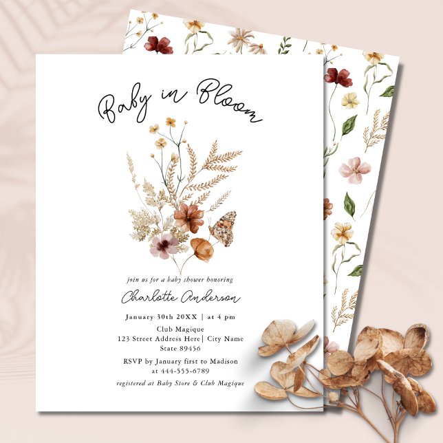 Papier Baby in Bloom Floral Budget Baby shower Invitation (Créateur téléchargé)