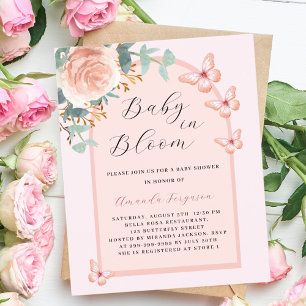 Papier Baby in Bloom rose papillon Baby shower arc