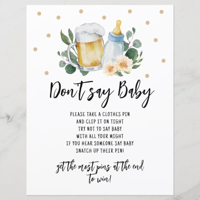 Papier Baby is Brewing Greenery Ne pas dire Baby sign Jeu (Devant)