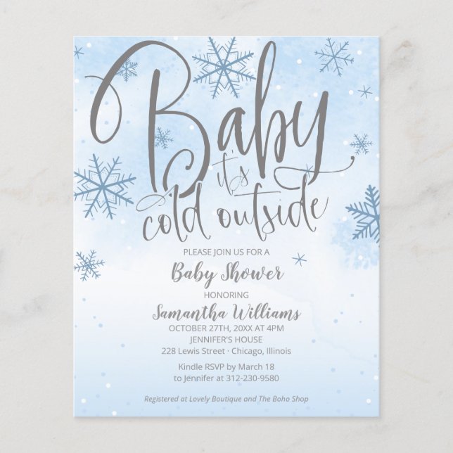 Papier Baby It's Cold Outside Baby shower Invitation (Devant)