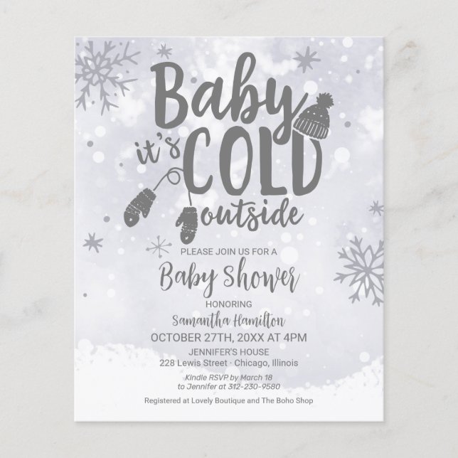 Papier Baby It's Cold Outside Baby shower Invitation (Devant)