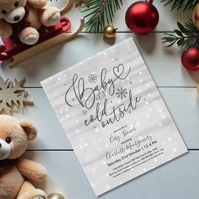 Papier Baby It's Cold Outside Grey Baby shower Invitation (Créateur téléchargé)
