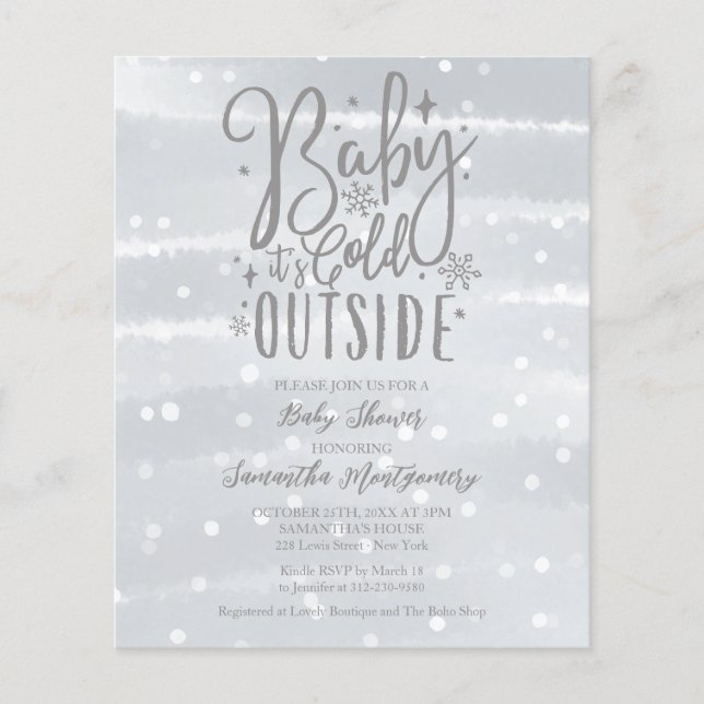 Papier Baby It's Cold Outside Grey Baby shower Invitation (Devant)
