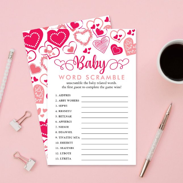 Papier "Baby Love" Saint Valentin Baby shower Mot de jeu (Créateur téléchargé)