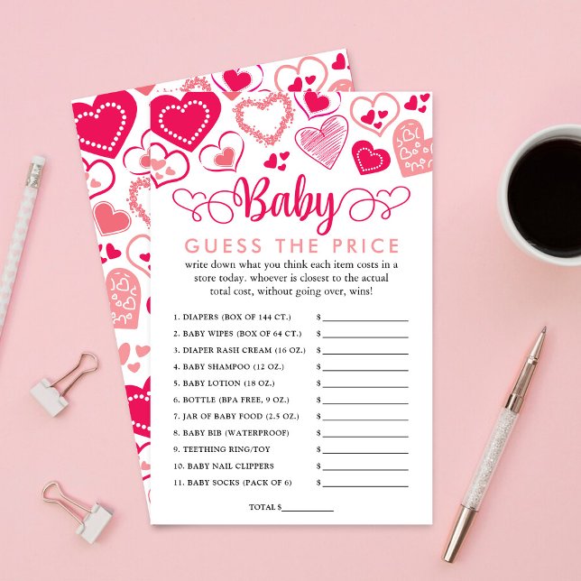 Papier "Baby Love" Saint Valentin Baby shower Prix Jeu (Créateur téléchargé)