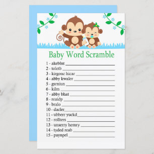 Papier Baby Monkey Baby jeu de brouillage de mot