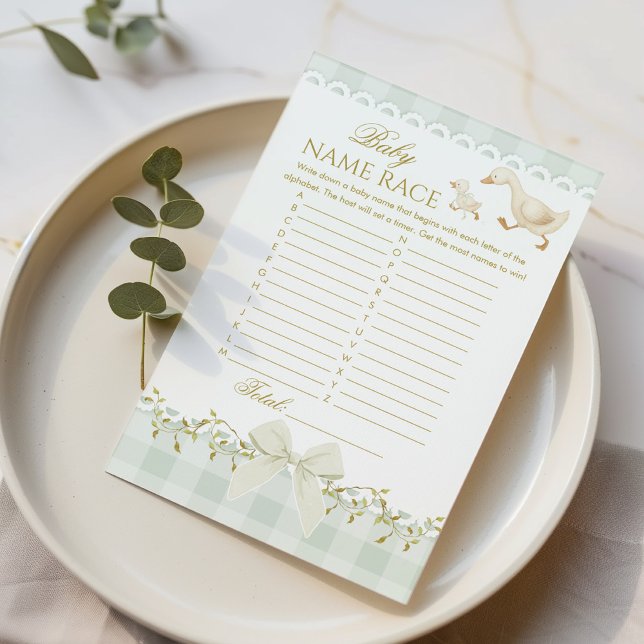 Papier Baby Name Race Goose Sage Baby Shower game (Créateur téléchargé)