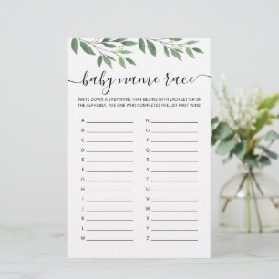 Papier Baby Name Race Jeu Baby shower partie