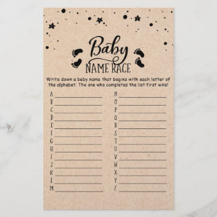 Papier Baby Name Race Jeu Baby shower partie