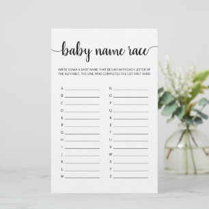 Papier Baby Name Race Jeu Baby shower partie