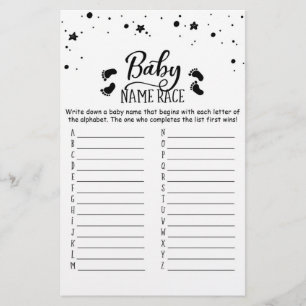 Papier Baby Name Race Jeu Baby shower partie