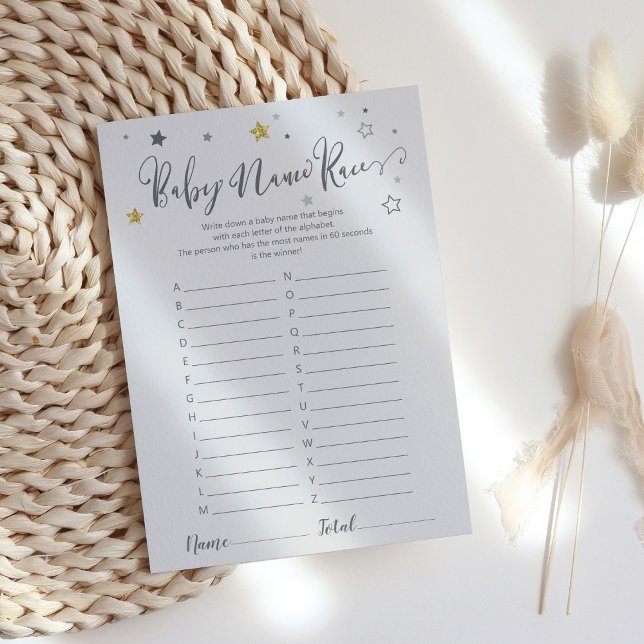 Papier "Baby Name Race" Stars Genre Neutre Douche Jeu (Créateur téléchargé)