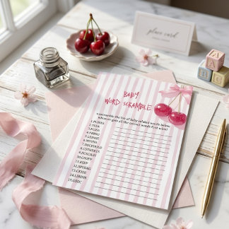 Papier Baby Name Scramble Cerise sur le dessus Fille au n