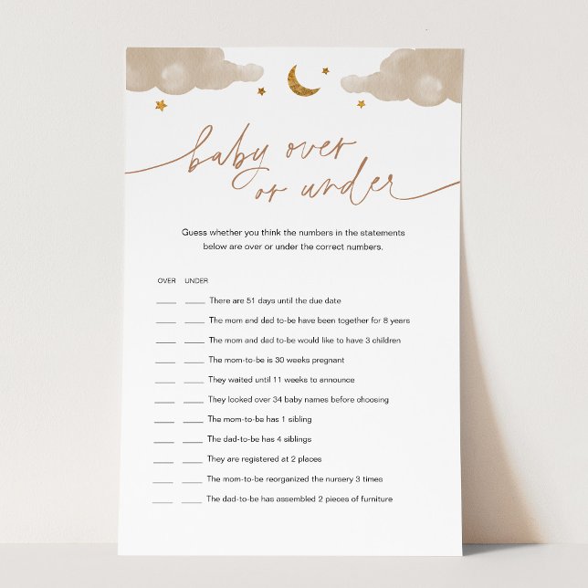 Papier Baby Over or Under Twinkle Star Baby shower Jeu (Créateur téléchargé)