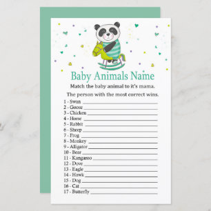 Papier Baby Panda Bébé Animaux Nom Jeu