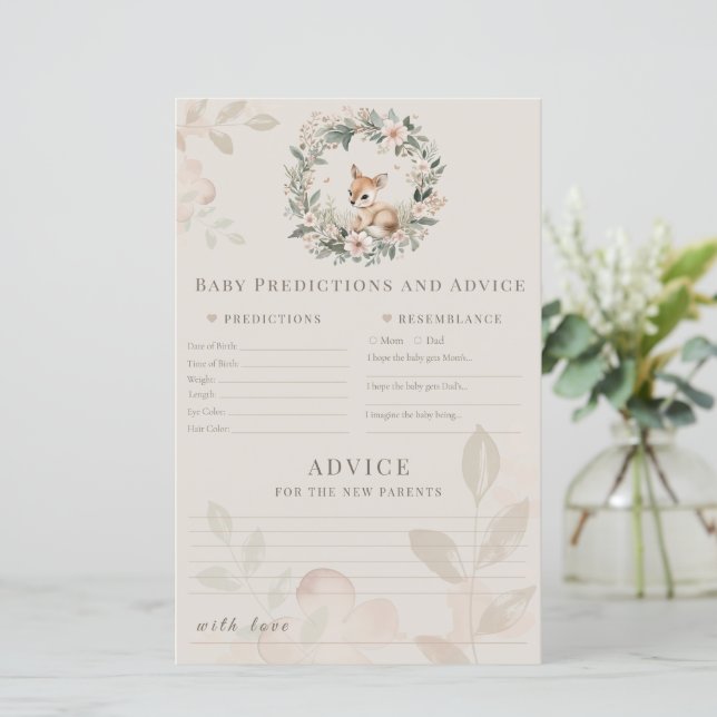 Papier Baby Predictions and Advice Baby Shower Game (Debout devant)
