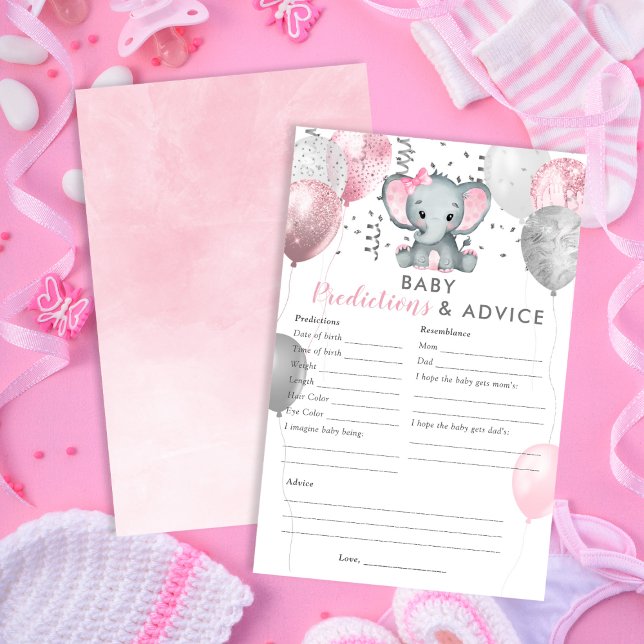 Papier Baby Predictions Girl Elephant Douche Jeu (Baby Predictions Girl Elephant Shower Game)