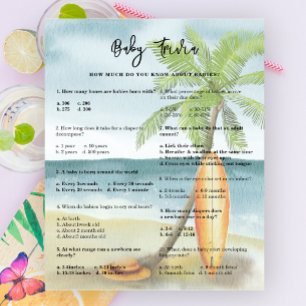 Papier Baby Quiz - Jeu de Baby Shower sur la plage