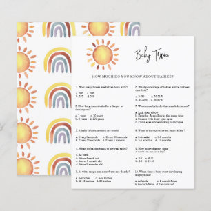 Papier Baby Quiz Sunshine Jeu de Baby Shower