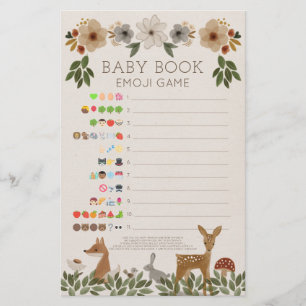 Papier Baby shower à deux côtés Jeux Woodland moderne