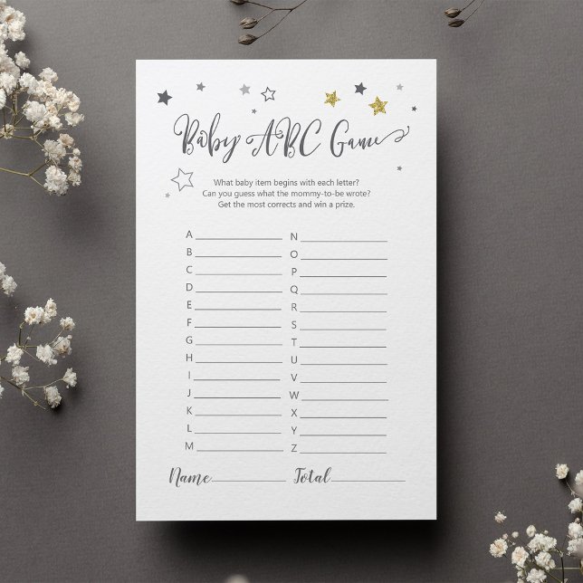 Papier Baby shower ABC neutre par sexe Game Grey Gold Sta (Créateur téléchargé)