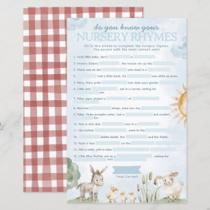 Papier Baby shower agricole Nursery Rhyme Jeu