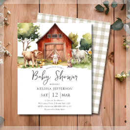 Papier Baby shower animal agricole mignon Invitation budg