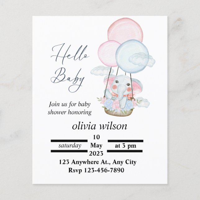Papier Baby shower animal minimal blanc Invitation libre (Devant)