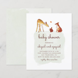 Papier Baby Shower Animaux de la Forêt à l'Aquarelle Écon