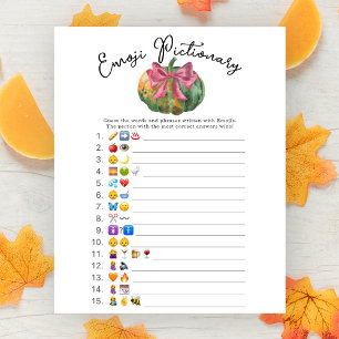 Papier baby shower arc citrouille Emoji Pictionary jeu