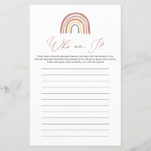 Papier Baby shower arc-en-ciel Qui suis-je partie