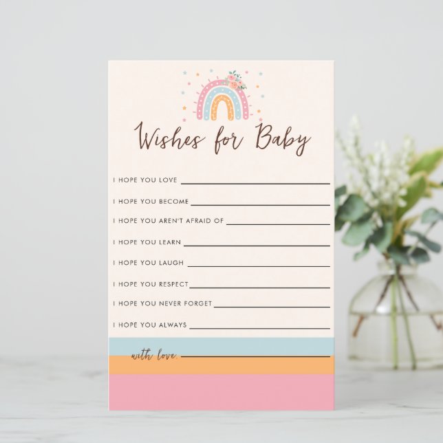 Papier Baby shower arc-en-ciel Voeux de jeu pour bébé (Debout devant)