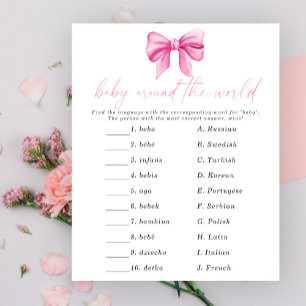 Papier Baby shower arc rose - Baby autour du monde jeu
