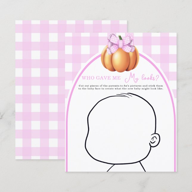 Papier baby shower arc rose citrouille Qui m'a donné Mon  (Devant / Derrière)