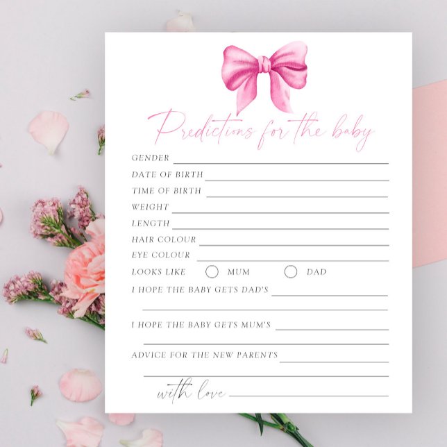 Papier Baby shower arc rose Prédictions et conseils bébé (Créateur téléchargé)