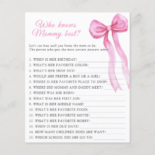 Papier Baby shower arc rose Qui connaît maman meilleur je