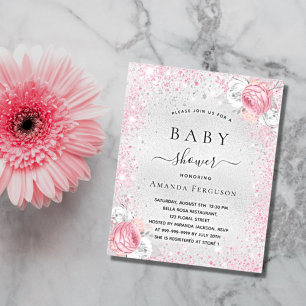 Papier Baby shower argent parties scintillant rose fille 
