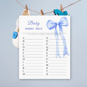 Papier Baby shower au ruban bleu - Jeu de course aux prén