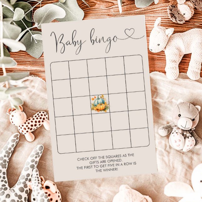 Papier Baby shower Automne Bleu Citrouille Camion Bingo J (Créateur téléchargé)
