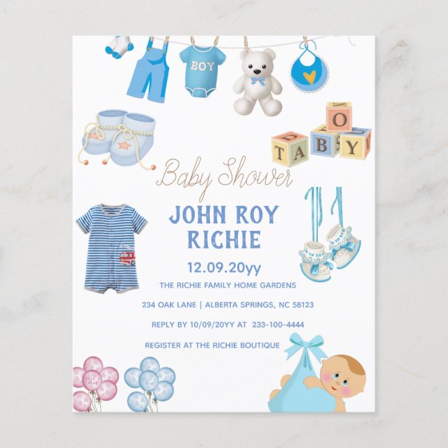 Papier Baby shower | Baby Boy Blue (Devant)