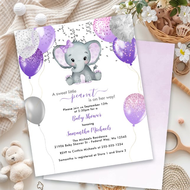 Papier BABY SHOWER Ballons Eléphants Bleus BUDGET (BUDGET Cute Elephant Girl Balloons Baby Shower)