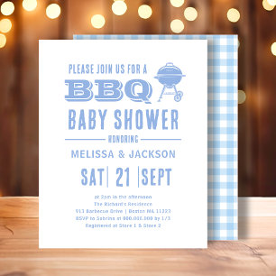 Papier Baby shower BBQ Bleu Invitation budgétaire