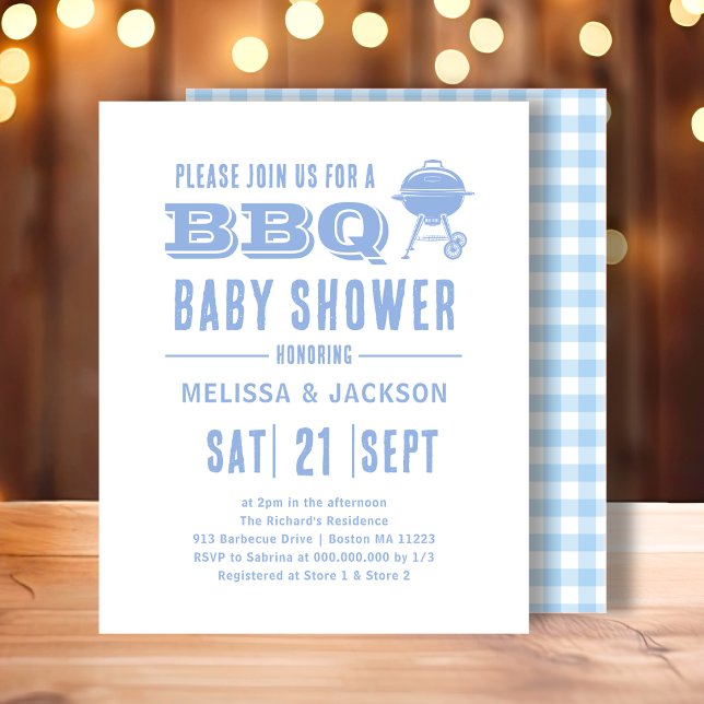 Papier Baby shower BBQ Bleu Invitation budgétaire (Créateur téléchargé)