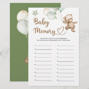 Papier Baby shower bébé Mémoire Teddy Ours