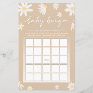 Papier Baby shower beige Jeu de Bingo