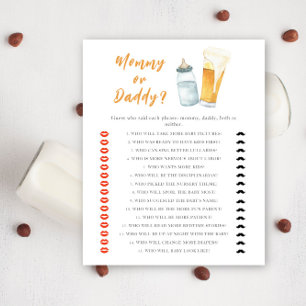 Papier Baby shower bière - jeu maman ou papa