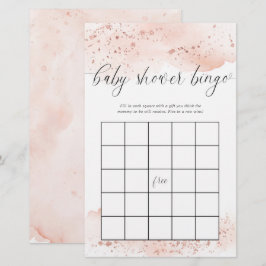 Papier Baby shower bingo aquarelle rose or rose